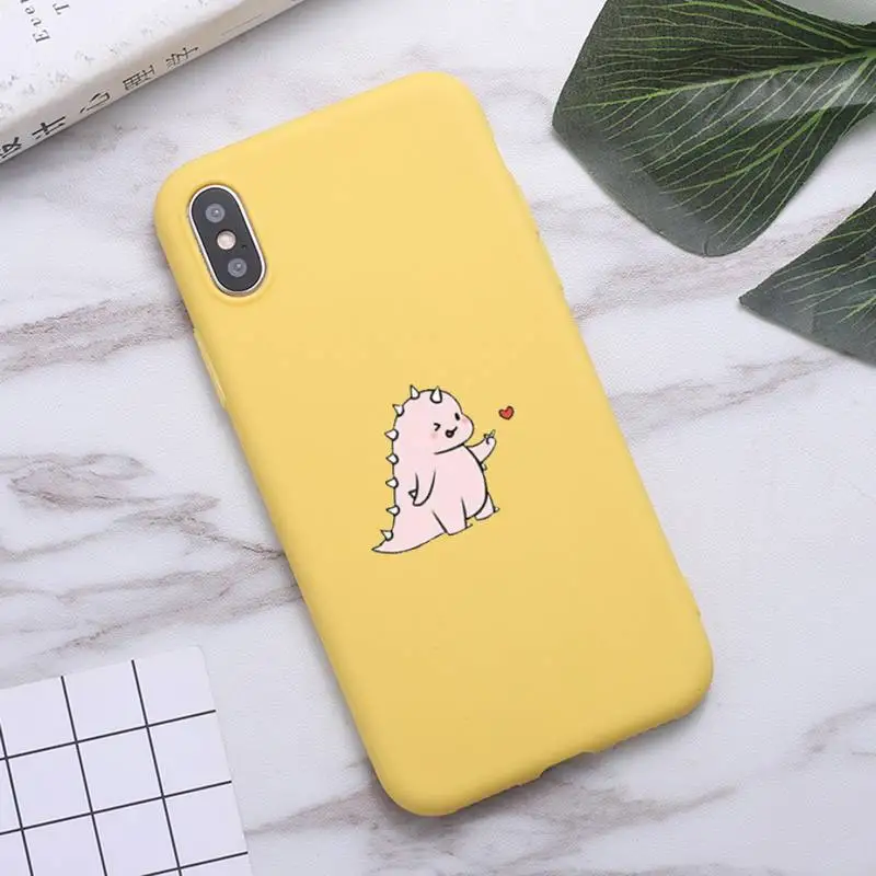 

dinosaur cute cartoon animal luxury protective Phone Case shell Candy Color for iPhone 6 7 8 11 12 s mini pro X XS XR MAX Plus