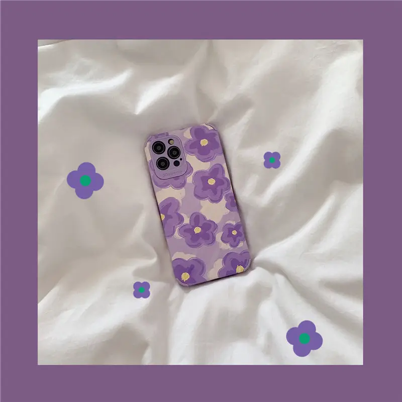 

Disney Korean Style Ins Fresh Purple Flowers for Iphone11 Apple 12pro Max Phone Case Xr/xsmax/7plus iphone 12 pro max case