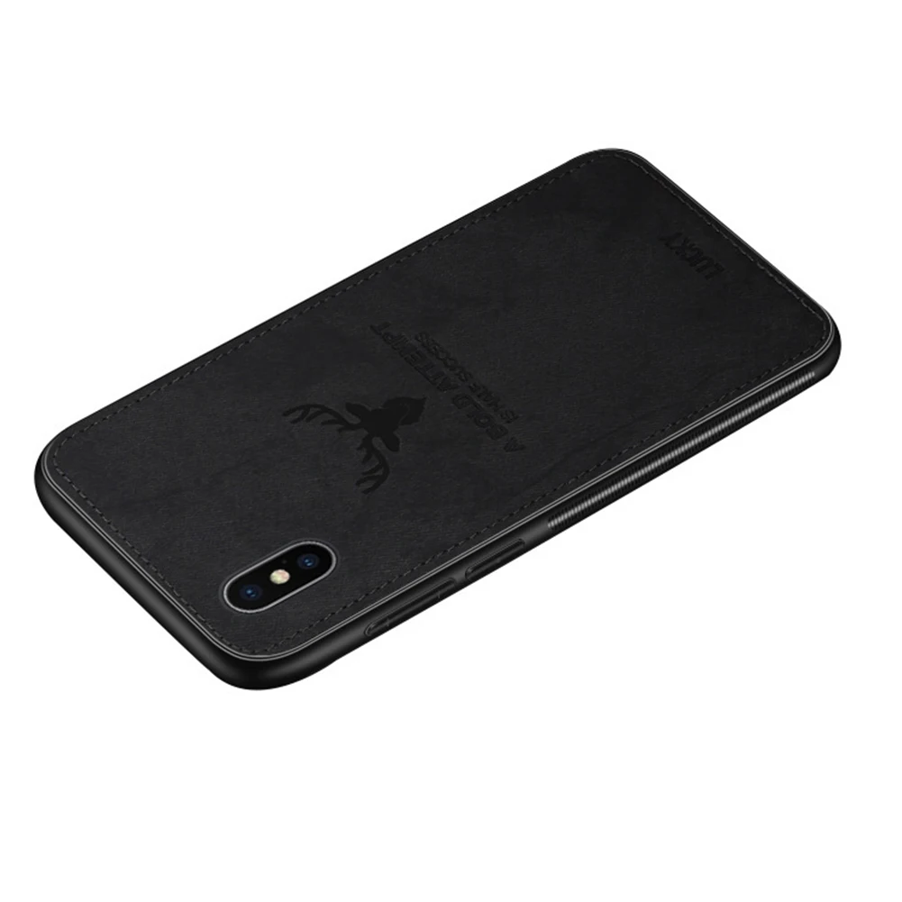 Black Автомобильный Магнитный тканевый чехол для iPhone 11 Pro Max X XS XR 8 с рисунком оленя, встроенный Магнит, мягкий ТПУ противоударный чехол для huawei mate 30 Pro - Цвет: Black