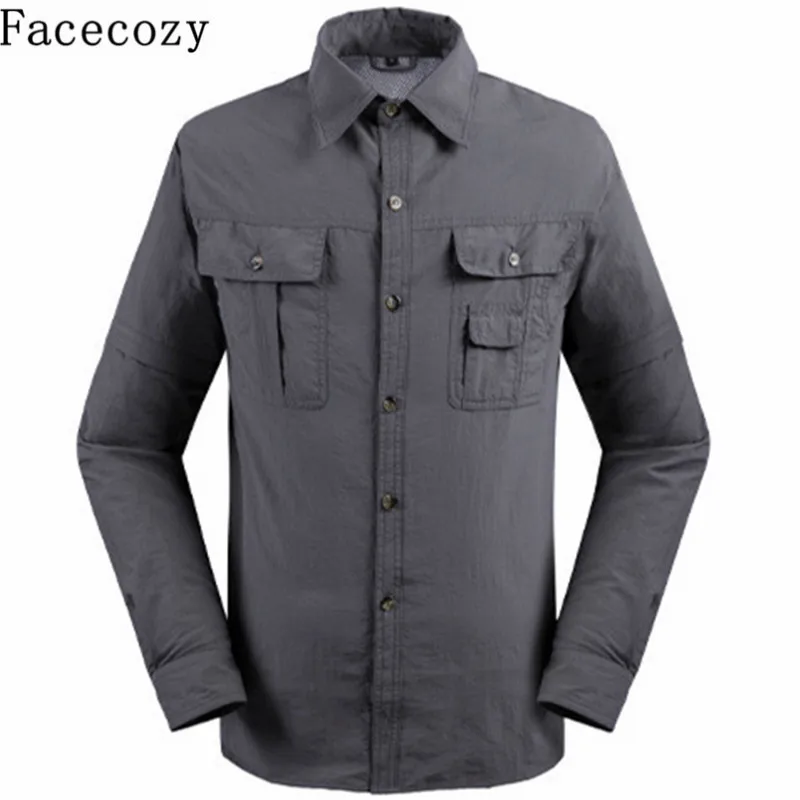 Мужская Летняя уличная рубашка Facecozy устойчивая к УФ-излучению съемная с отложным