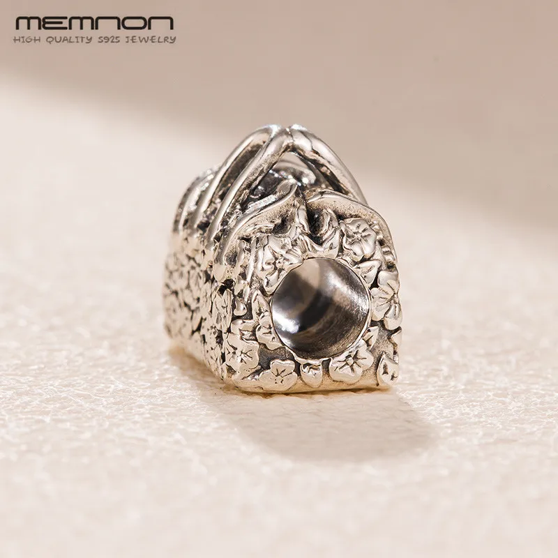 Memnon новый мультфильм 925 Стерлинговое Серебро цветок сумка шармы подходят бусины