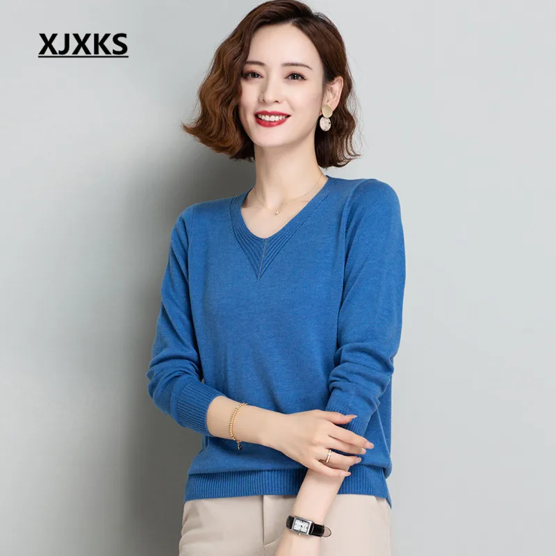 

XJXKS 2021 autumn winter new high-end wool knitted sweater women pullover comfortable women casual sweater