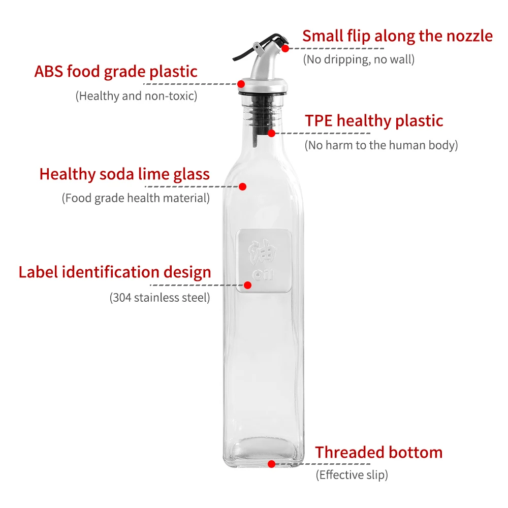 Damask Kitchen Sauce Oil Bottle Dispenser 500ml Glass Storage For Vinegar Cooking Wine Accessories |