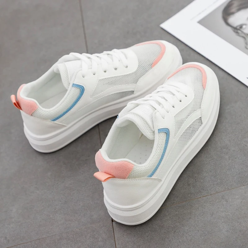 Женские кроссовки на плоской платформе классические дышащие повседневная обувь
