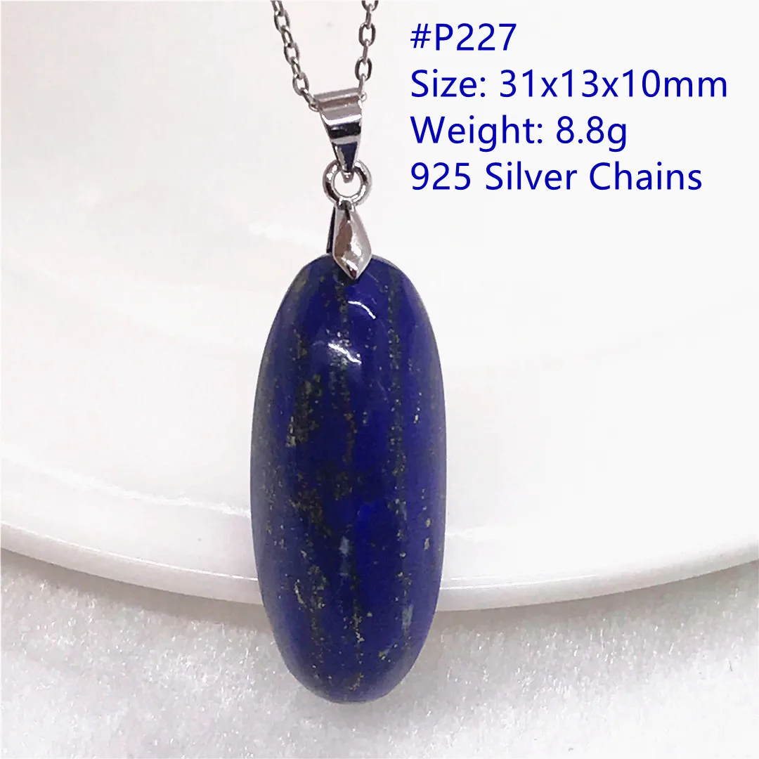 

Natural Blue Lapis Lazuli Pendant Necklace For Women Men Luck Love Crystal 31x13x10mm Beads Gemstone Silver Chains Jewelry AAAAA