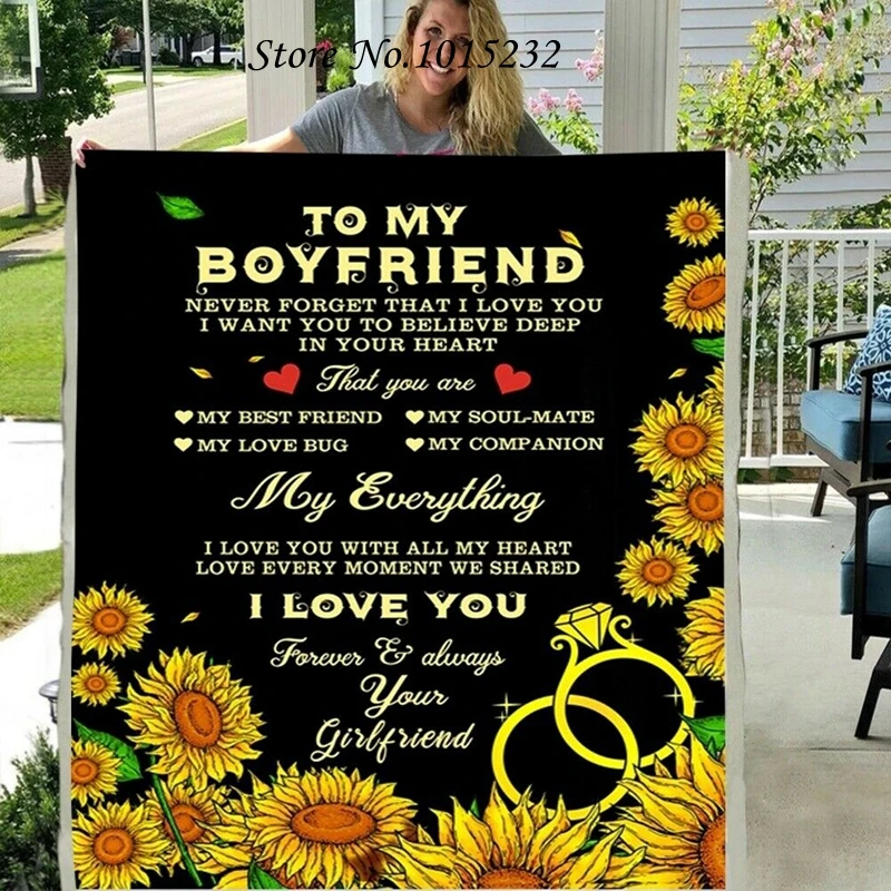

Letter Blanket To My Boyfriend 3D Printed Fleece Blanket for Beds Thick Quilt Fashion Throw Blanket From Your Girlfriend W119