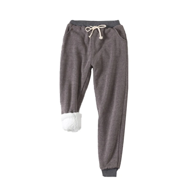 

Winter Women's Lamb Wool Track Pants 2021 Solid Lined Warm Sweatpants Athletic Loose Hip Hop Joggers Drawstring Pants
