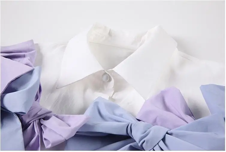 

Runway Designer Spring Long Sleeve Women Blouse Harajuku Women Shirt Chic Bows Applique Tops Shirts Women Clothing Blouses SL387