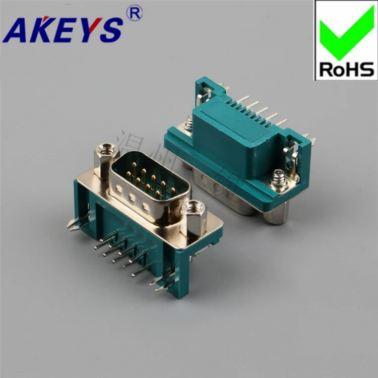 10 шт. два/2 ряда зеленой клеевой головки 90 градусов DB9 Серийный сварной пластины