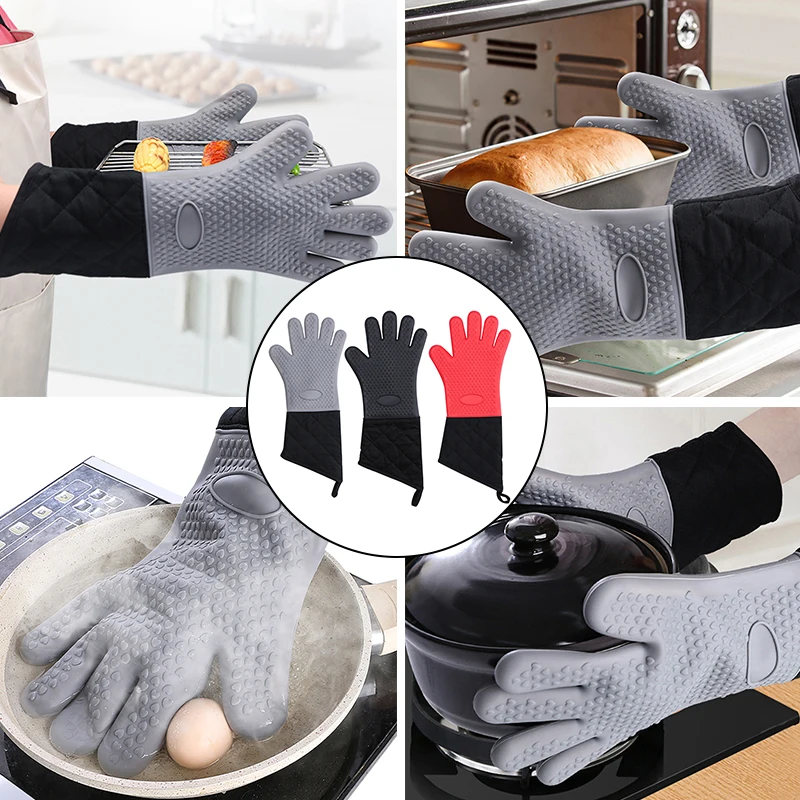 

1pcs Oven Gloves Heat Resistant For Hot Oven Gloves Microwave Oven Five Fingered Gloves Oven Mitts Baking Tools Kitchen Tools