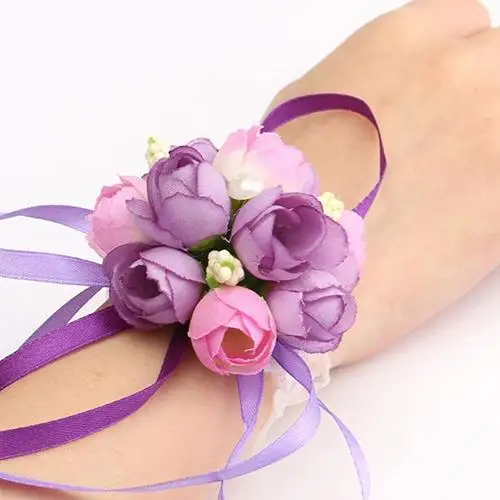 

Women Wrist Flower Bracelet Bridesmaid Sisters Wedding Party Bridal Prom Wearing