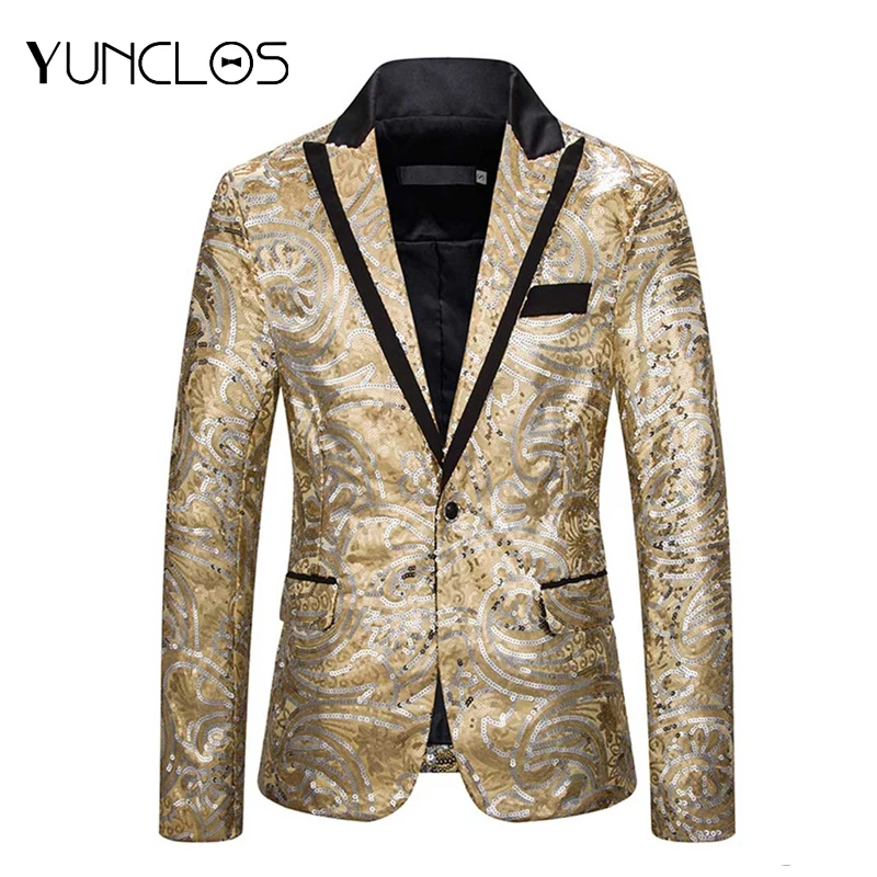 Мужской Блейзер золотого и серебряного цвета блейзер для свадьбы вечеринки