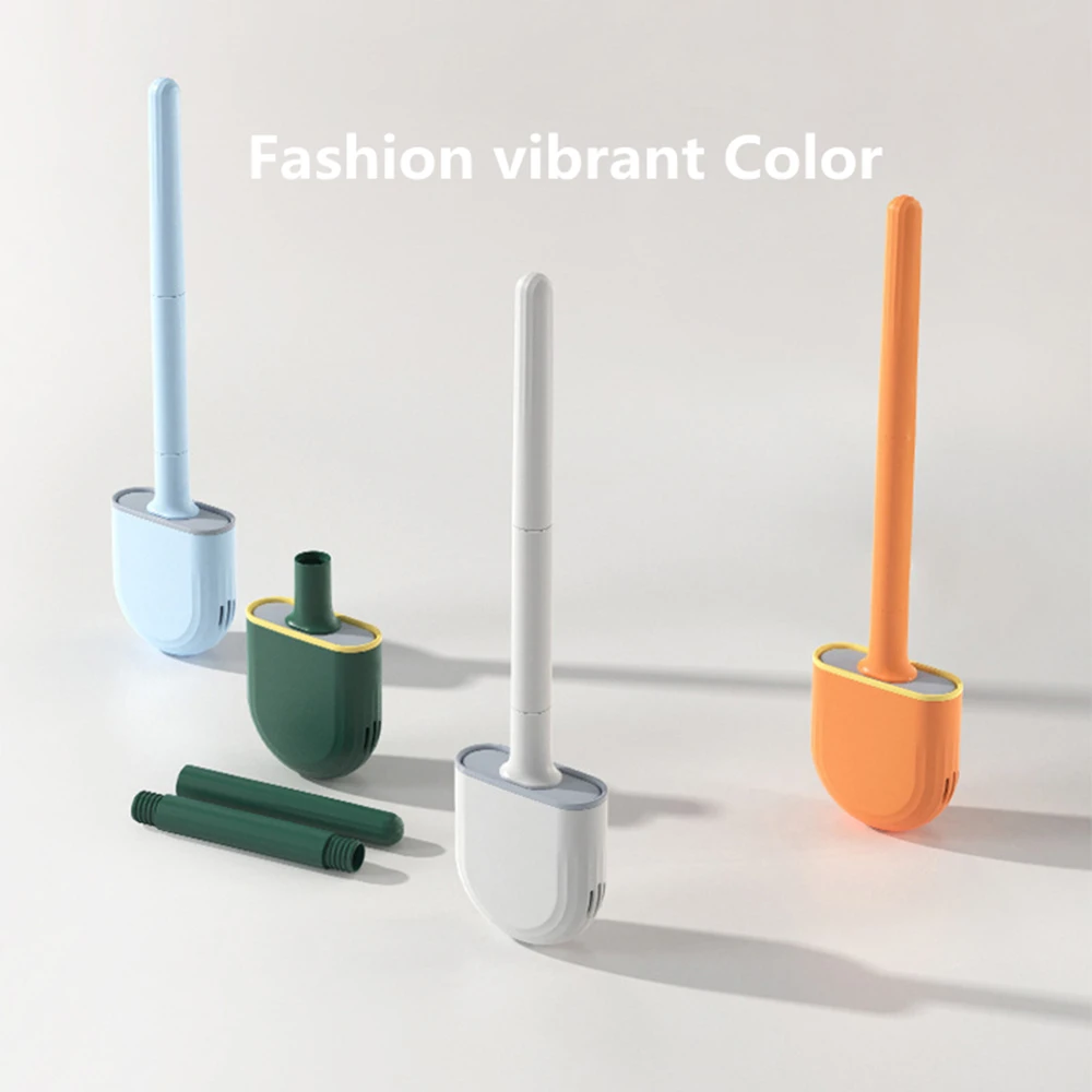 

Silicone Toilet Brush Stand Non-slip Compact Detachable Handle Wall-mounted No-dead Angle Cleaning Kit WC Bathroom