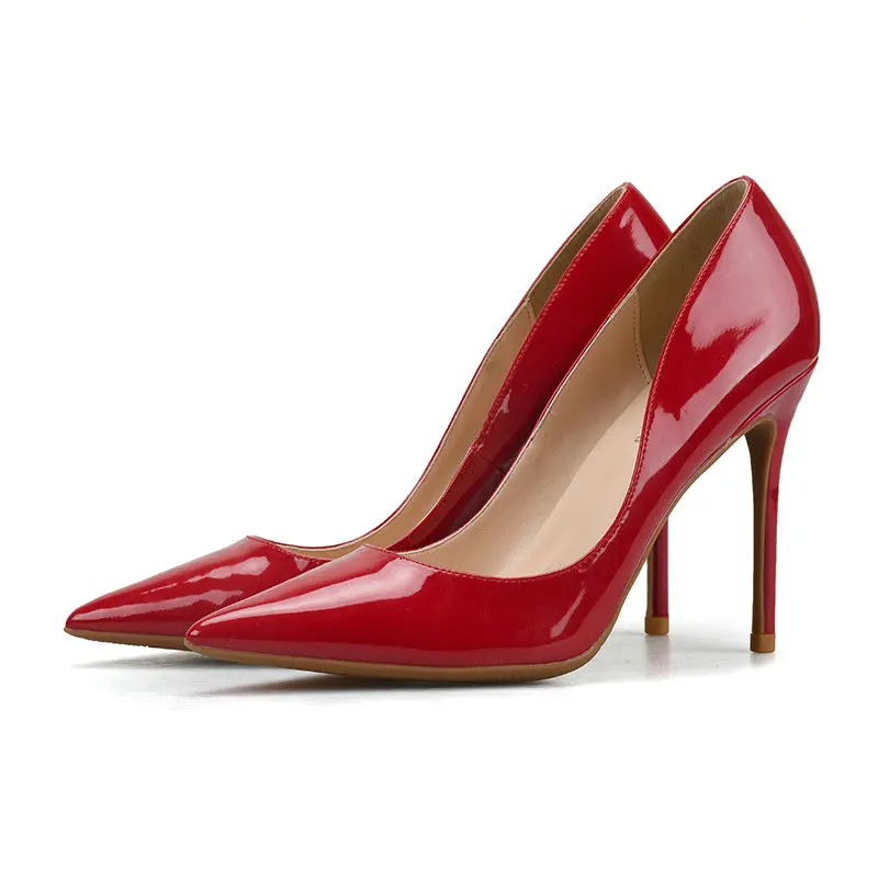 Туфли лодочки женские кожаные высокий каблук заостренный носок туфли обувь для