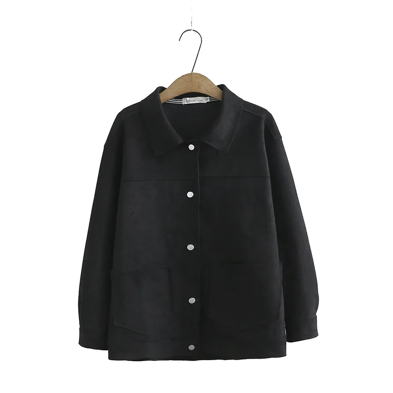 

New 2020 ladies autumn winter plus size jacket for women large loose long sleeve pocket pine suede pink button coat 3XL 4XL 5XL