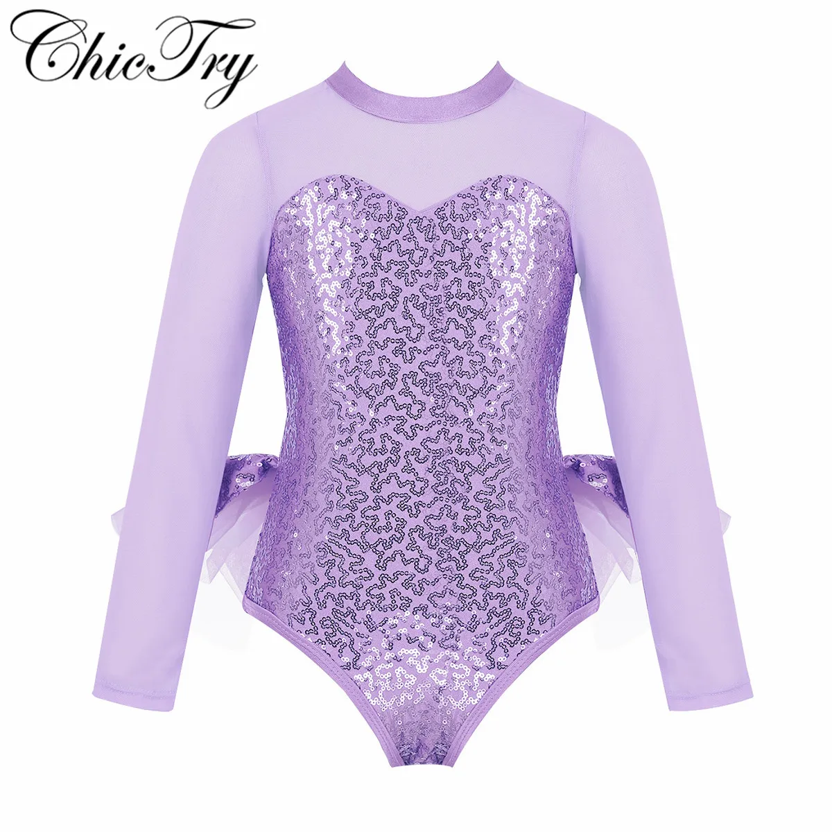 

Kids Girls Tulle Sparkly Sequins Cutout Back Leotard Ballerina Dress for Modern Contemporary Ballroom Dance Stage Performance