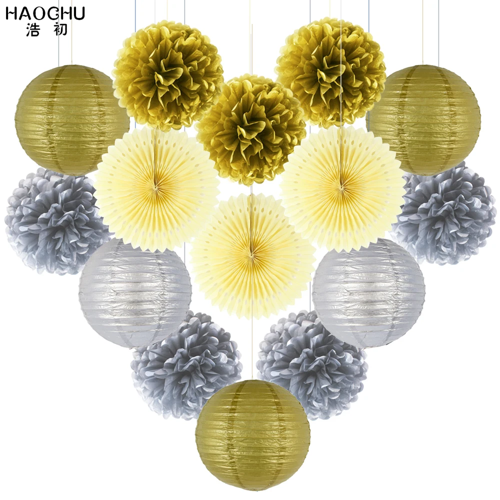 15 шт./компл. фонарь из салфетки/цветы с помпонами/розетка смешанный набор