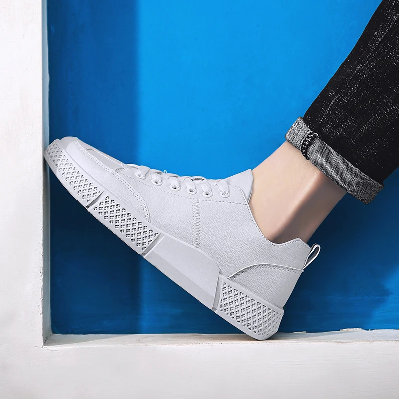 

Man Lace-up Casual Flats Genuine Leather Men Shoes Footwear High Quality Students Board Britain All-matching Korean Style Shoes*