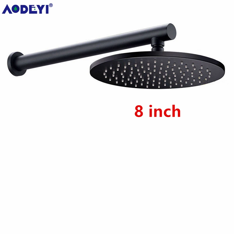 8 Inch Shower AODEYI Ванная комната Матовый Черный латунный душ с дождевой насадкой набор+ латунный настенный душевые ручки - Цвет: 8 Inch Shower