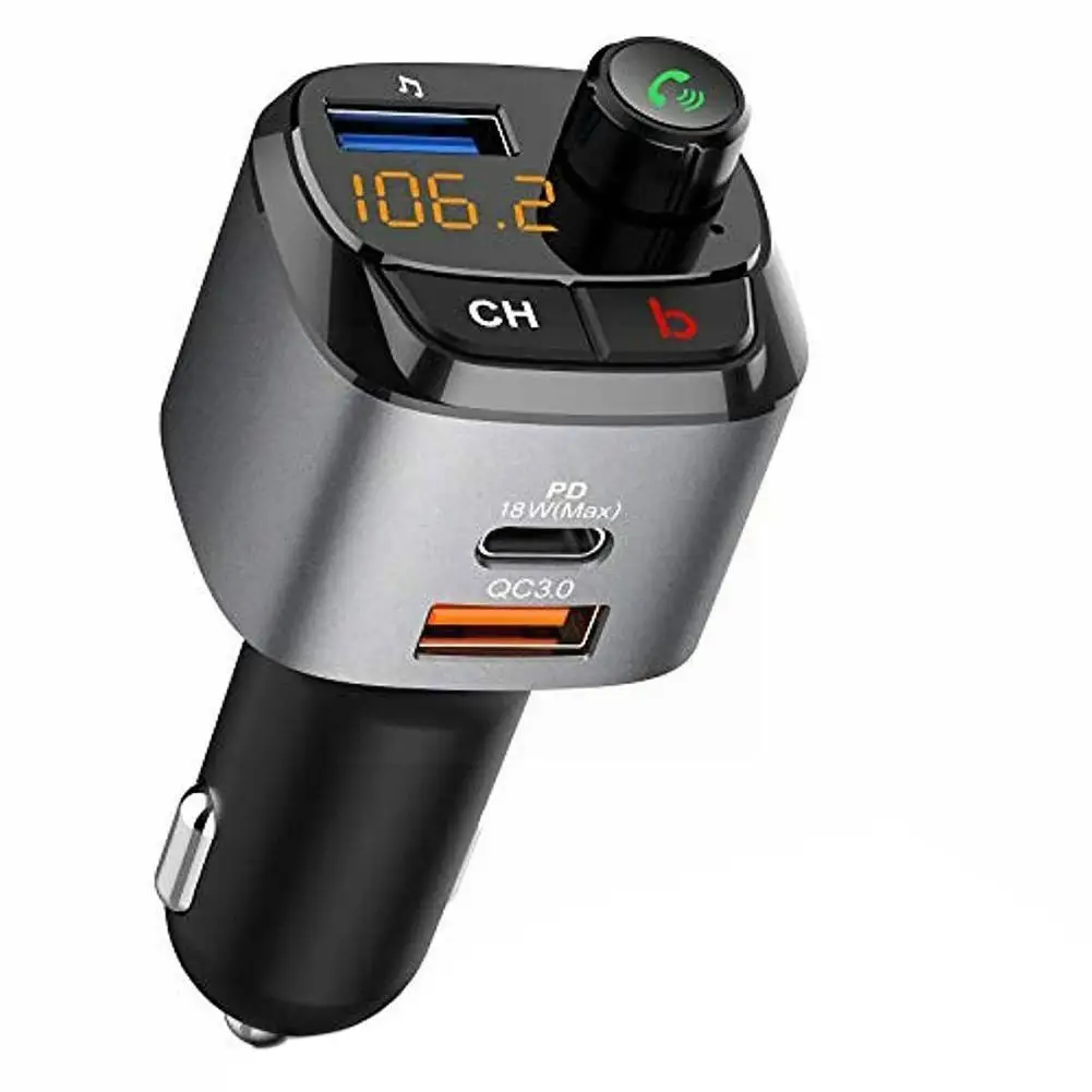 

Bluetooth 5.0 Fm Transmitter Suitable For Car Qc3.0 Kit Calling 18w Car Music Adapter Player Radio Pd Hands-free Wireless W H0i8