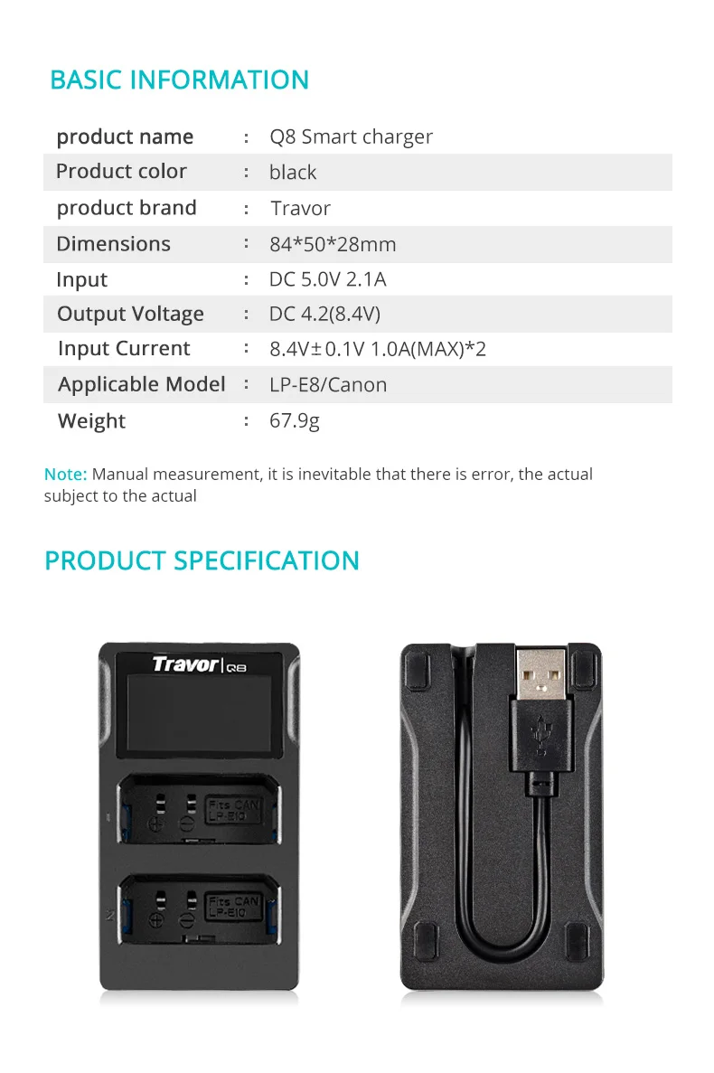 Зарядное устройство Travor lithium battrey Smart Двухканальное зарядное для цифровой камеры
