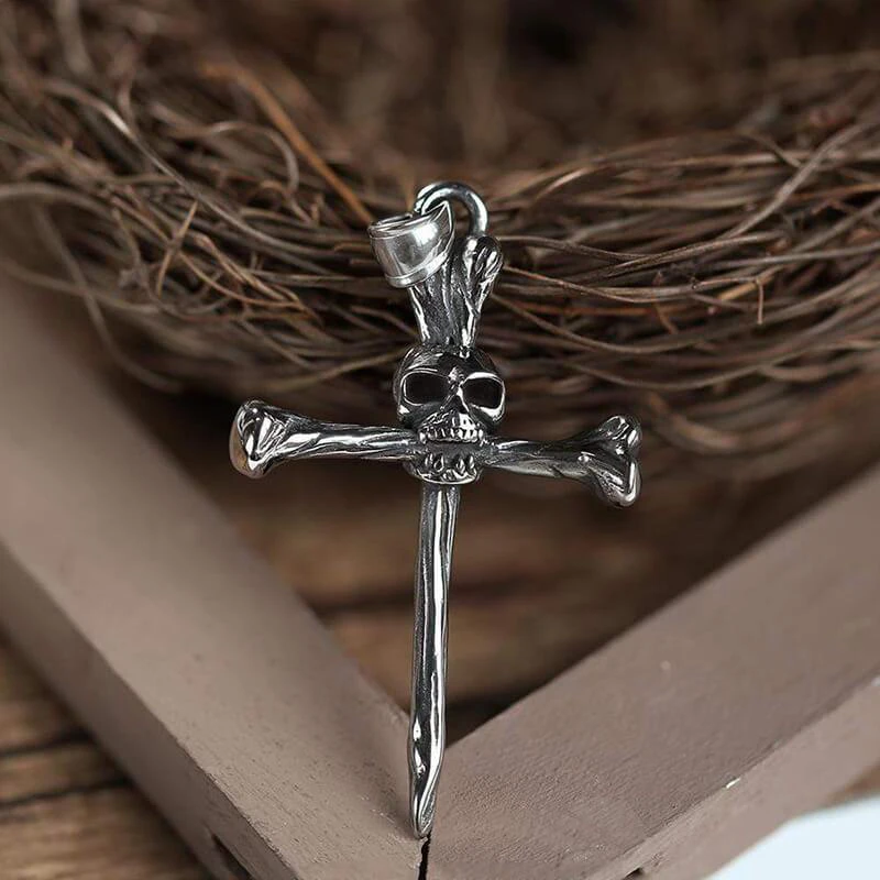 

Creative Hip-hop Rock Punk Locomotive Cross Skull Prayer Pendant Necklace Men's Party Jewelry Holiday Gifts Wholesale