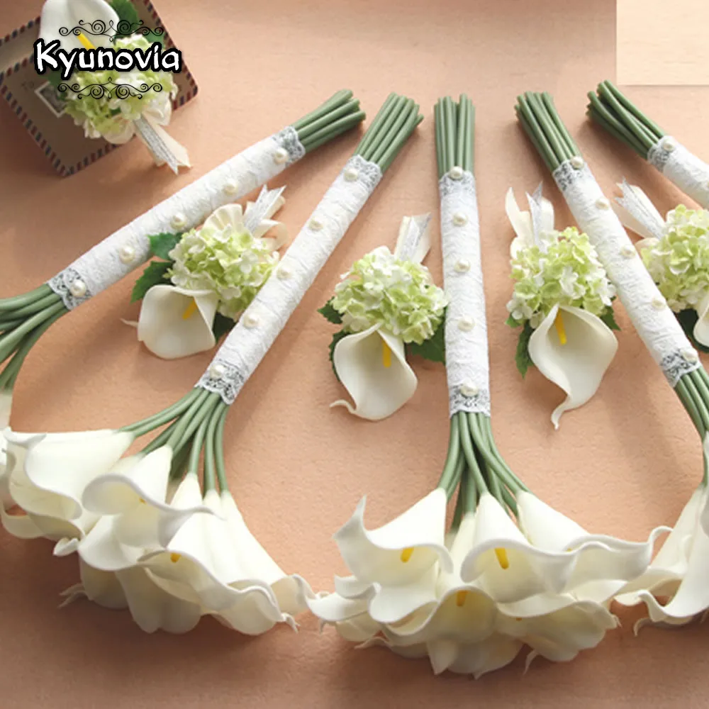 

Прекрасная искусственная 15 шт. Калла Kyunovia, цветы подружки невесты, свадебная бутоньерка, свадебная бутоньерка D75
