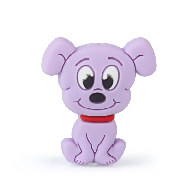 Purple Keep&Grow, 10 шт., мини силиконовые бусины в виде собаки из мультфильма, грызуны, Детские Прорезыватели, бусы, сделай сам, прорезыватели, ожерелье, силиконовые детские товары - Цвет: Purple