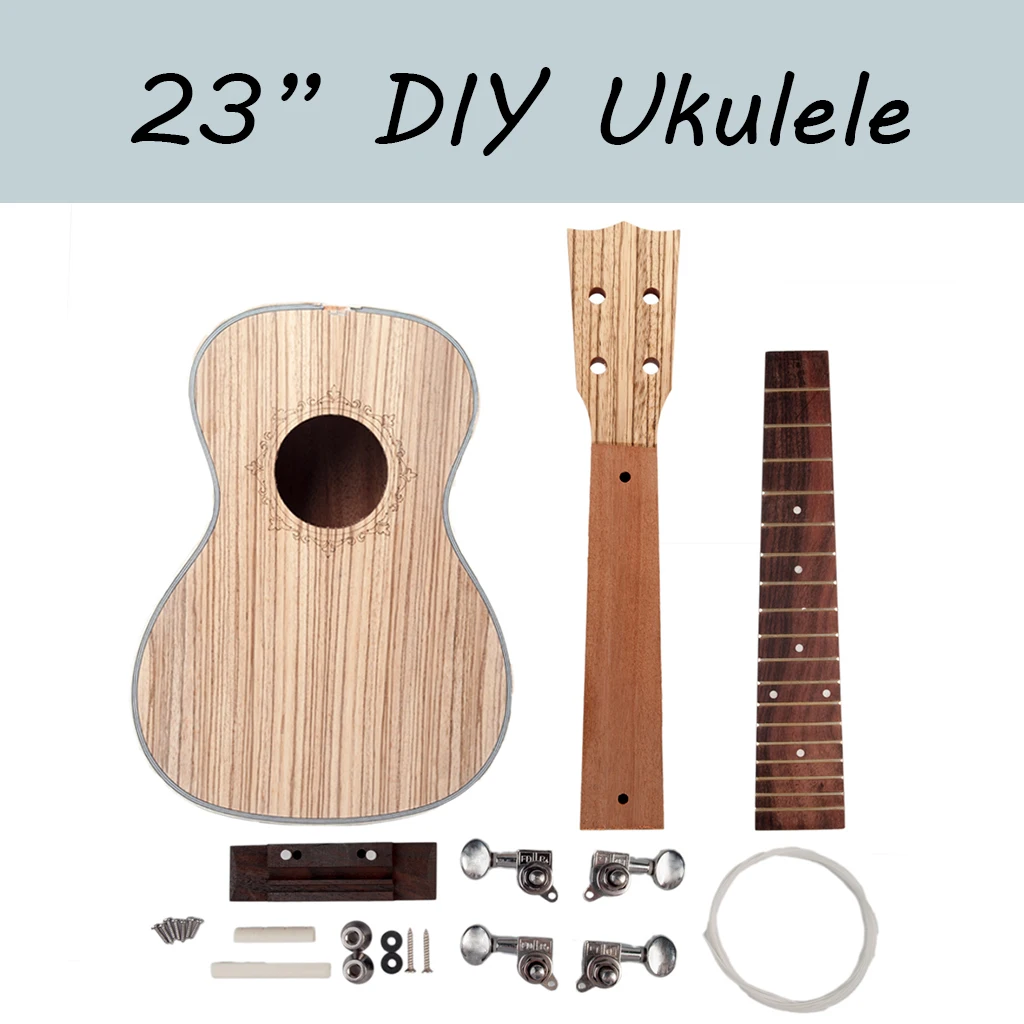 23 Inch Zebrawood Ukulele Concert Hawaii Guitar Uke Kit Musical Instrument DIY | Спорт и развлечения