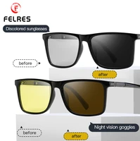 felres men women photochromic polarized night vision sunglasses square drivers outdoor eyewear anti glare glasses 66109