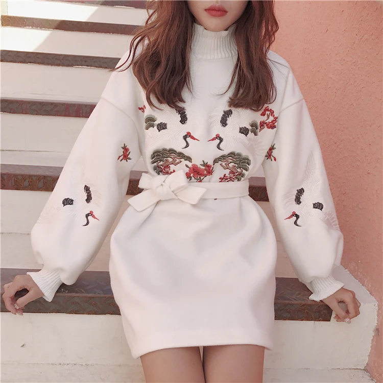 

WOMEN'S Dress embroidery thick dress women winter dress clothing