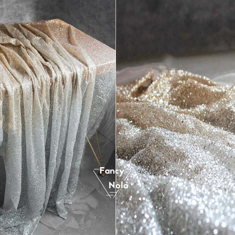 Градиентная золотистая Серебристая ткань позолоченная Пылезащитная Марля