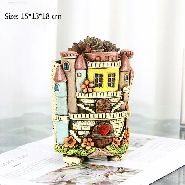 F-Only Flower Pot Strongwell Европейский замок Рельефный цветочный горшок садовые растения ручная роспись скандинавский цветочный горшок украшения дома аксессуары подарок - Цвет: F-Only Flower Pot