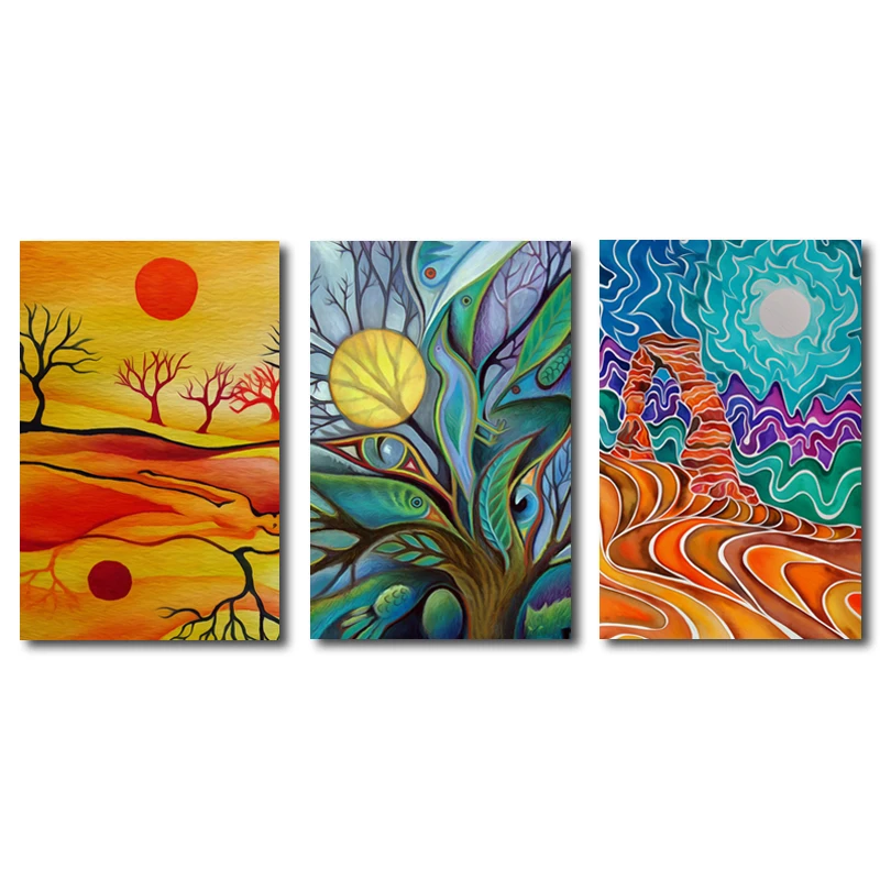 

Abstract Desert Sun Tree Landscape Print Oil-Drawing Poster Living Room Bedroom Wall Art Decoration Canvas Painting Home Decor