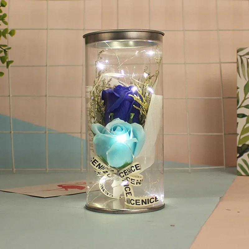 Искусственная вечная красная роза в стеклянном куполе светодиодный