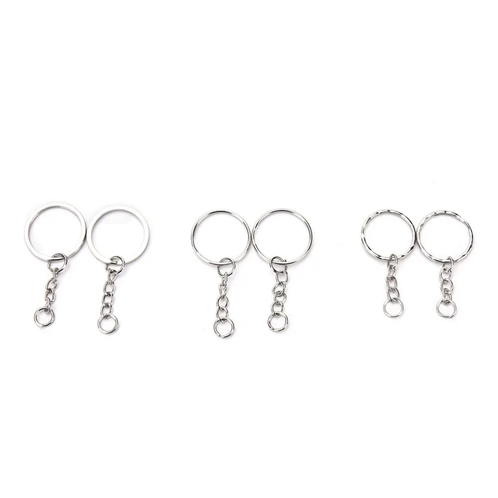 

100 Pcs/Set Silvery Key Chains Stainless Alloy Circle DIY 25mm Keyrings 3 Styles Jewelry Keychain Key Ring
