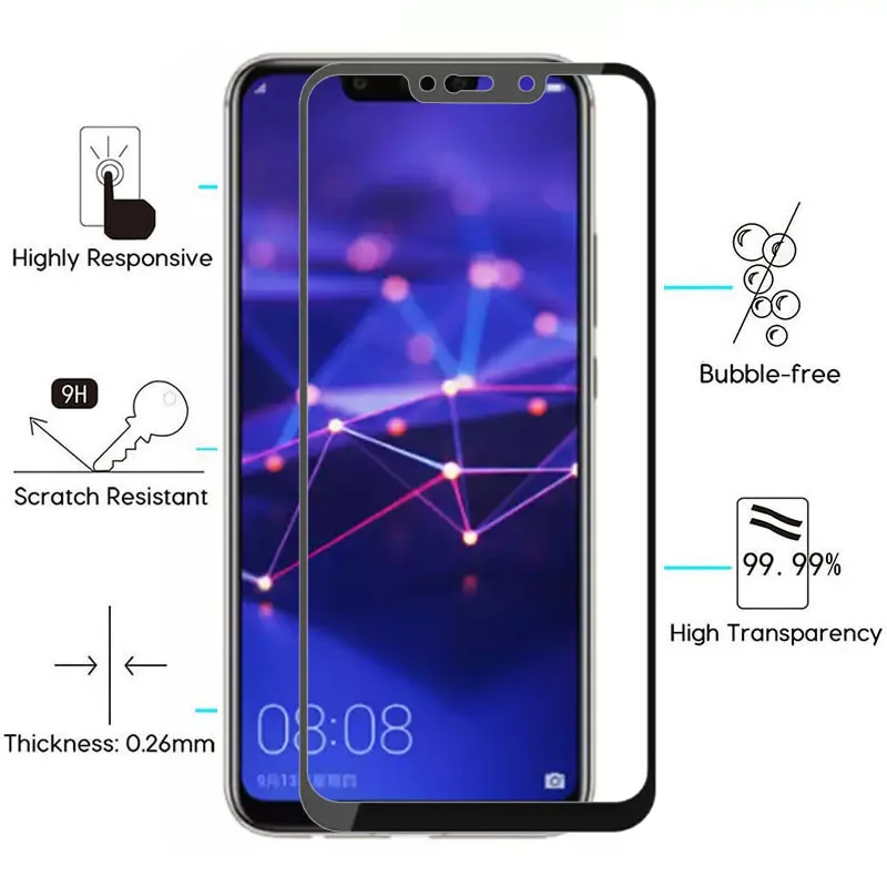 Изогнутое закаленное стекло с 3D краями для Huawei Mate 20 Lite Pro протектор экрана