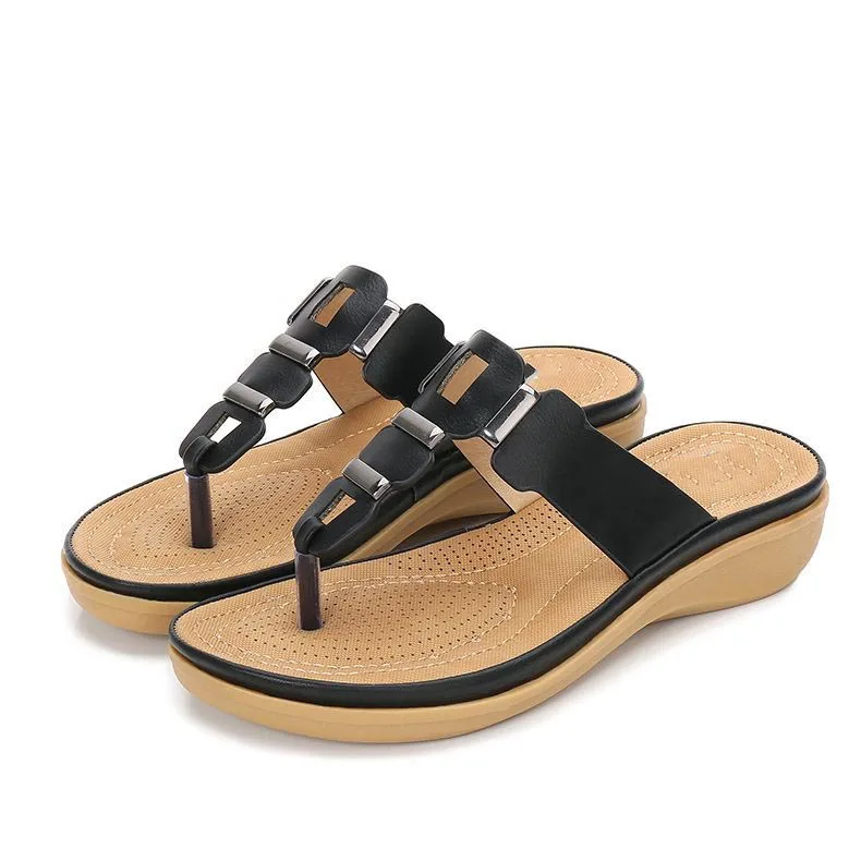 

Summer Beach Shoes Women's Sandals Ladies Sandals flat Bottom Bohemian Shoes Beach Rome Wedge Sandals Slippers Footwear