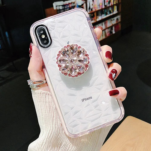 A4 Для samsung S8 S9 S10 Note10 9 меховой шар+ Кристалл 3D Кронштейн+ ремешок Алмазный чехол для iphone 11 Pro 6 7 8 Plus XS MAX XR чехол для телефона - Цвет: A4