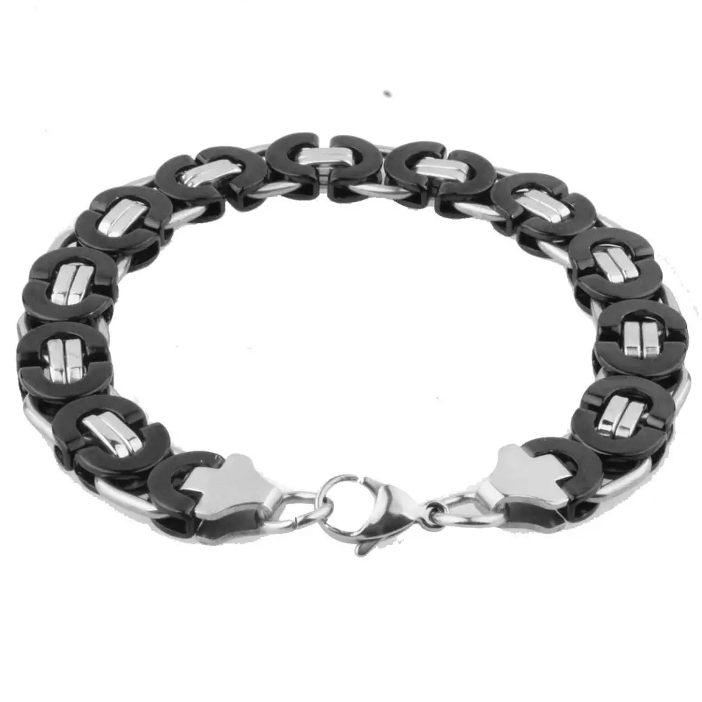 

7"-40" 6mm 8mm 11mm Vintage Jewelry Silver Color&Black Byzantine Link Bracelet Stainless Steel Chain Boys Mens Necklace 1PCS