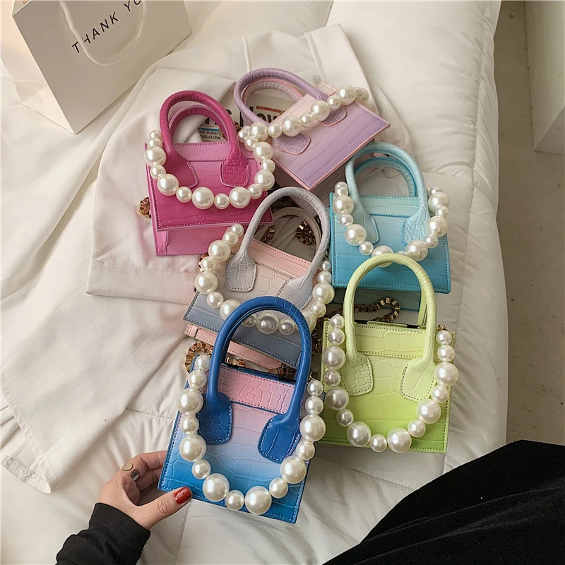 

Мини-сумки для женщин, коллекция 2021 года, сумки через плечо с отделкой под камень и металлическими бусинами, женская сумка через плечо