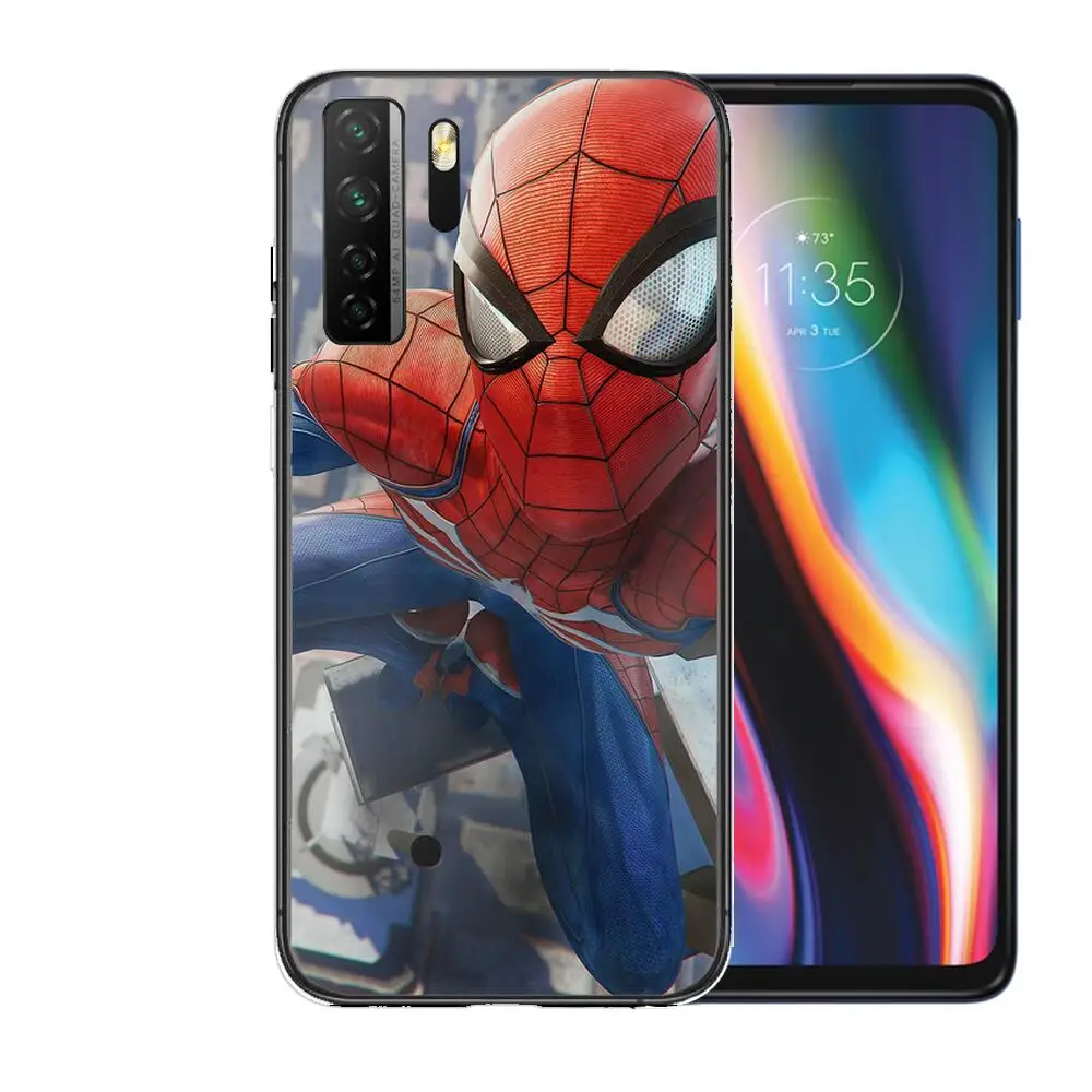 Роскошный черный мягкий чехол с изображением Человека-паука MARVEL пухом для Huawei Nova