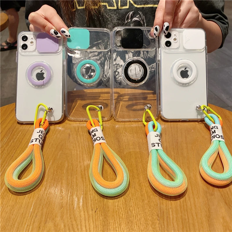 Прозрачный чехол с кольцом-держателем и ремешком для телефона iPhone 13 11 12 Pro XR XS Max 7 8