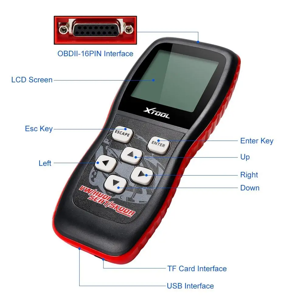 XTOOL V401 OBD2 сканер для AUDI/VW/SEAT/SKODA vin-код читателя автомобильного масла/SRS сброс автомобиля диагностический инструмент