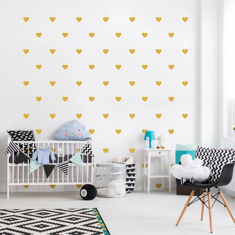 Наклейки для декора комнаты маленькой девочки Золотой стикер на стену в форме