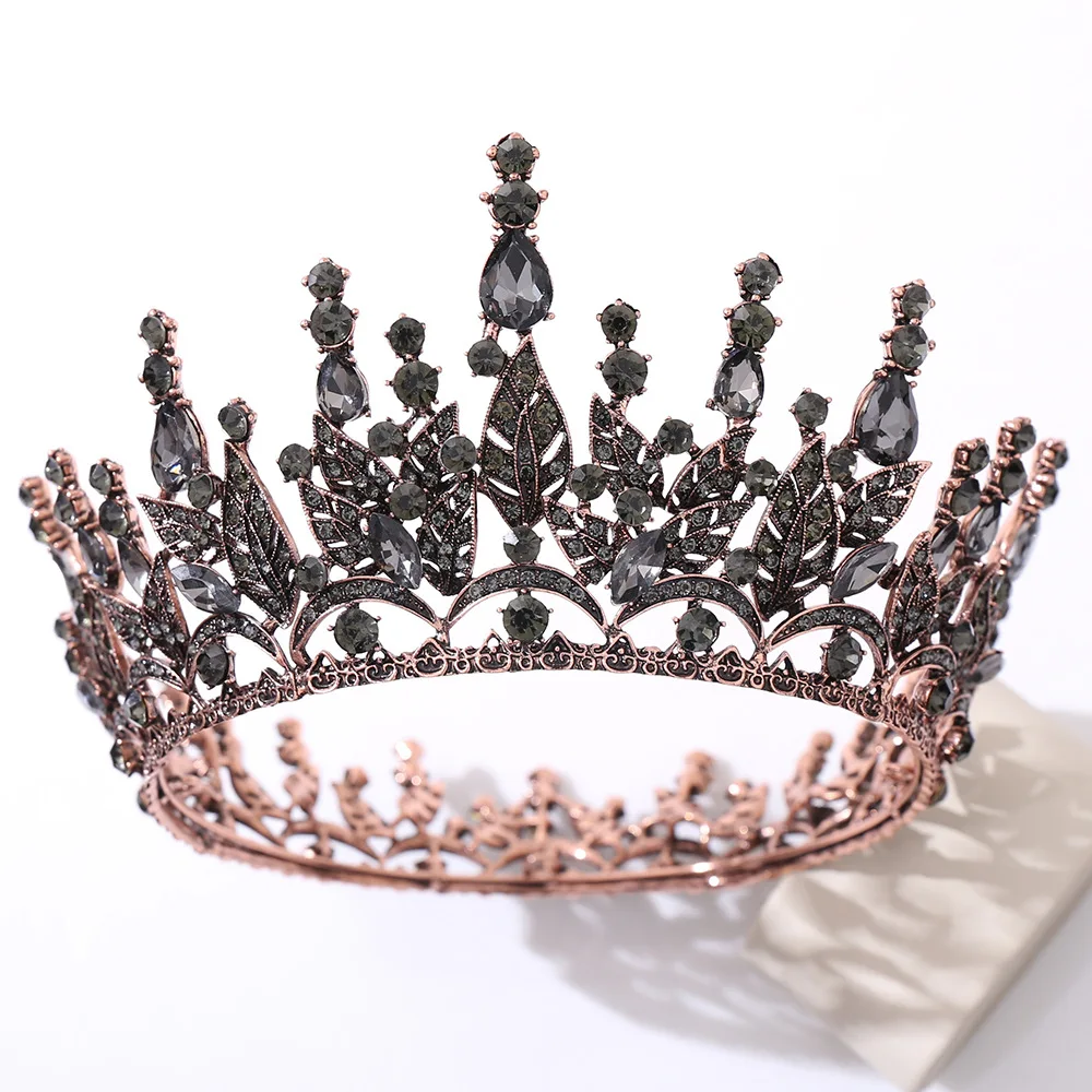 

Baroque Black Vintage Crystal Rhinestone Tiaras And Crowns Queen Princess Diadems Wedding Bridal Hair Accessories Party Gift