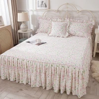 1pc pastoral style bed skirt without pillowcase korean beautiful bed spread queen size girl cute dormitory protective cover