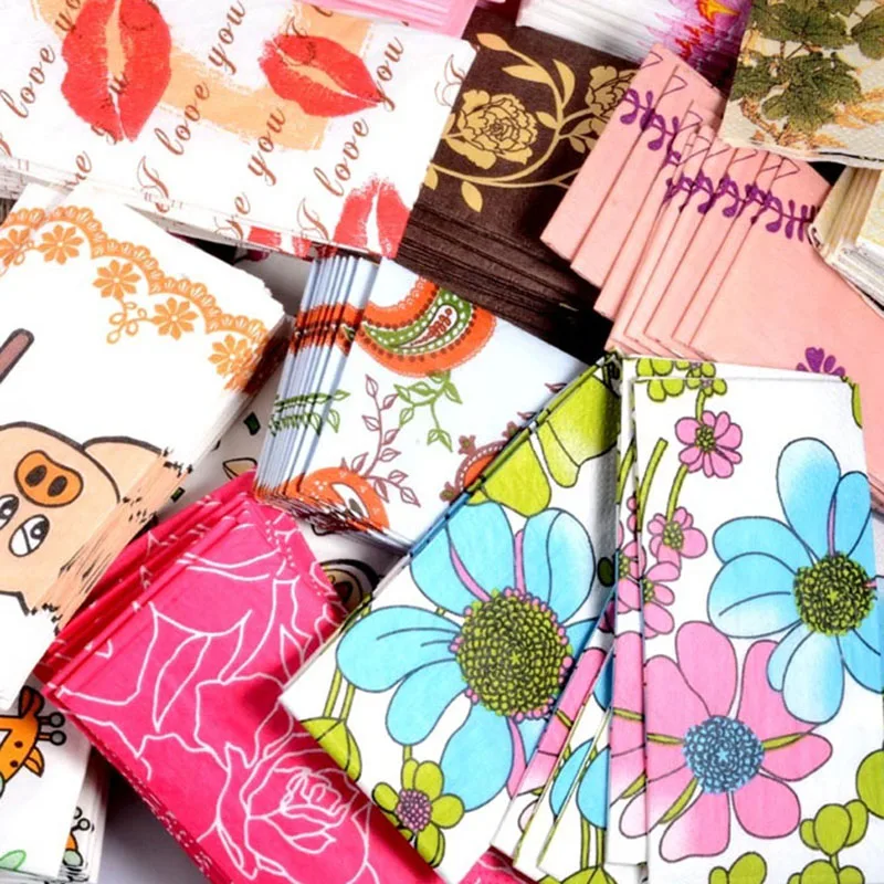 10 шт. Цветной носовой платок с принтом бумага для банкета свадьбы или