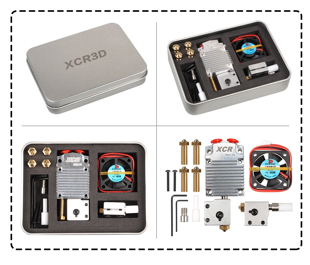 3DSWAY 3D-принтеры часть XCR 2IN1-V2 Цвет коммутации два Цвет NV6 с подогревом 0,4/1,75 вулкан сопла 0,8 силиконовые носки и вентилятор