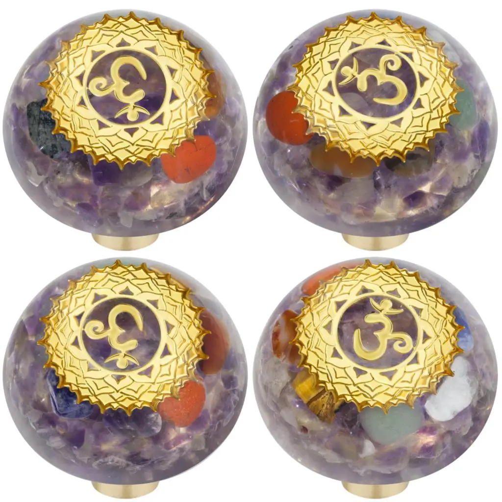 Reiki 7 Chakra Resin Gravel Drawer Cabinet Pulls Knobs Brass Handle Bathroom Hallway Clothes Wall Hangings Hooks Furniture Decor